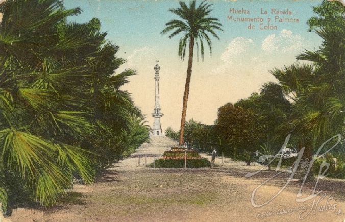AHPH. F-001/058. Monumento y Palmera de Colón. La Rábida (Palos de la Frontera - Huelva). AHPH. F-001/058. Monumento y Palmera de Colón. La Rábida (Palos de la Frontera - Huelva).
