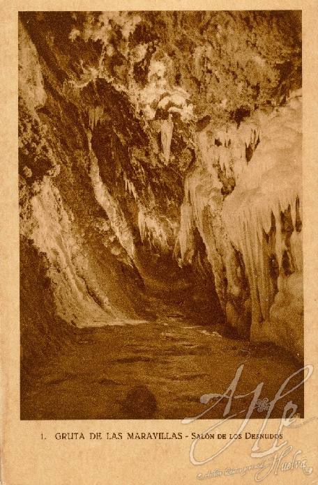 AHPH. F-001/099. Gruta de las Maravillas. Salón de los desnudos. Alacena (Huelva). AHPH. F-001/099. Gruta de las Maravillas. Salón de los desnudos. Alacena (Huelva).