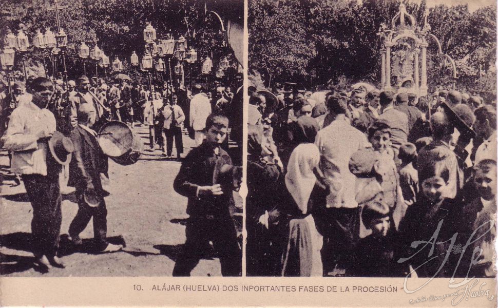 AHPH. F-001/209. Dos importantes fases de la procesión. Alájar (Huelva). AHPH. F-001/209. Dos importantes fases de la procesión. Alájar (Huelva).