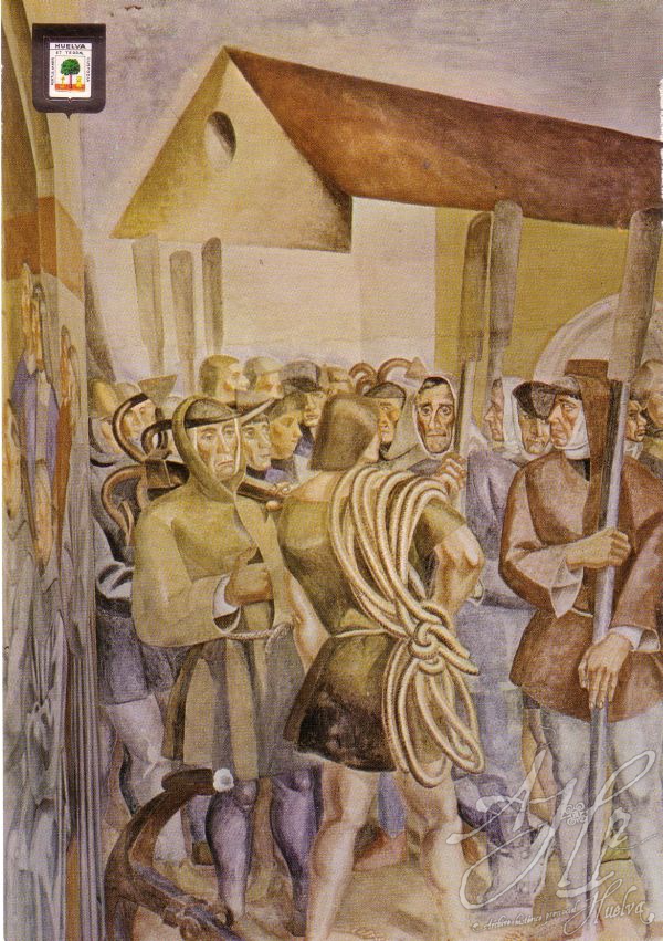 AHPH. F-001/278. Detalle de Frescos de Vázquez Diaz. La Rábida (Palos de la Frontera-Huelva). AHPH. F-001/278. Detalle de Frescos de Vázquez Diaz. La Rábida (Palos de la Frontera-Huelva).