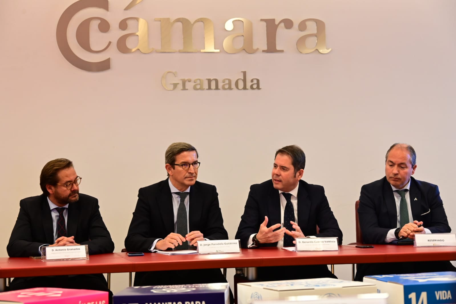 El consejero de Política Industrial y Energía, Jorge Paradela, en un encuentro con la Cámara de Comercio de Granada.