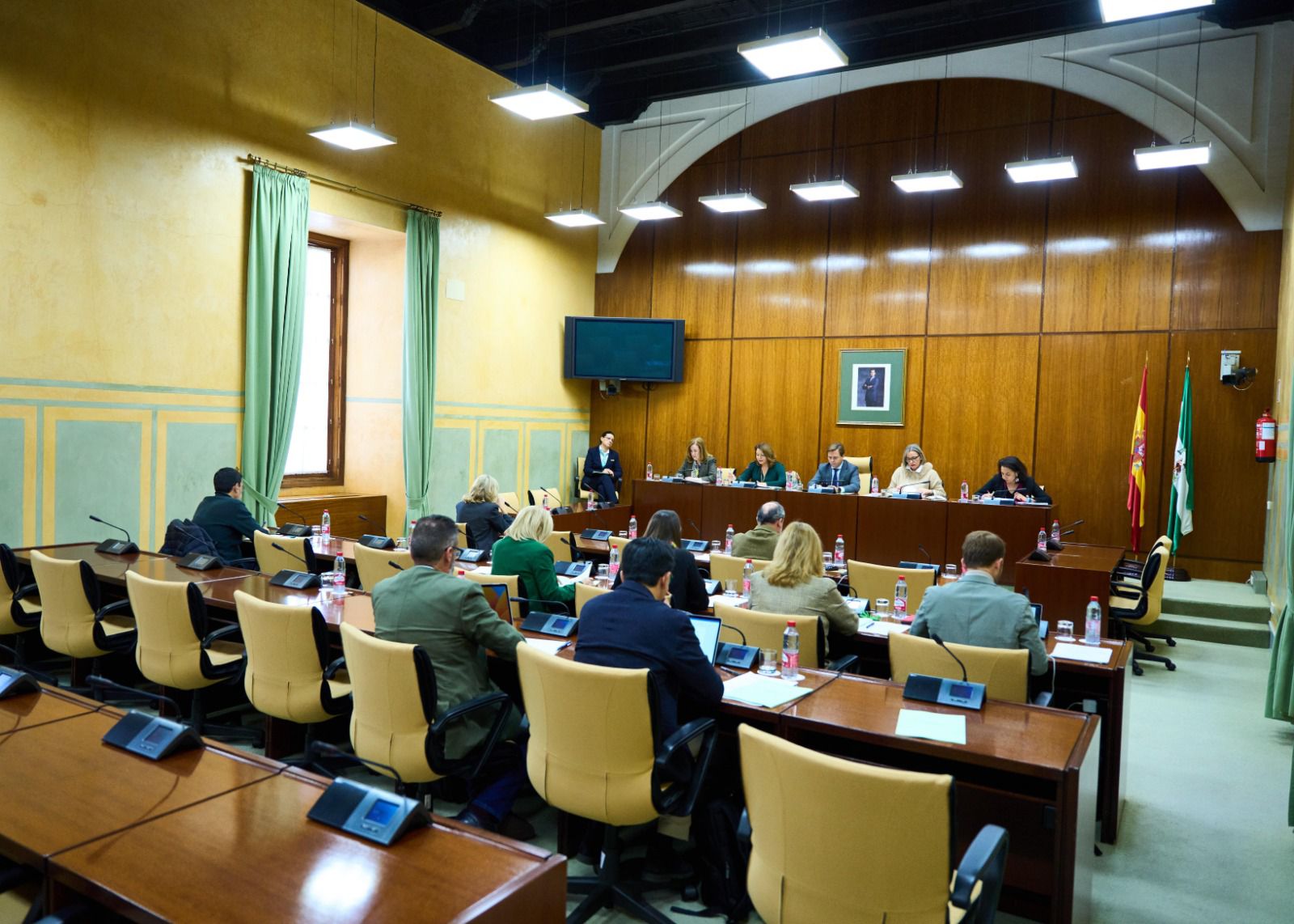 Carmen Crespo en la mesa de la Comisión del Parlamento