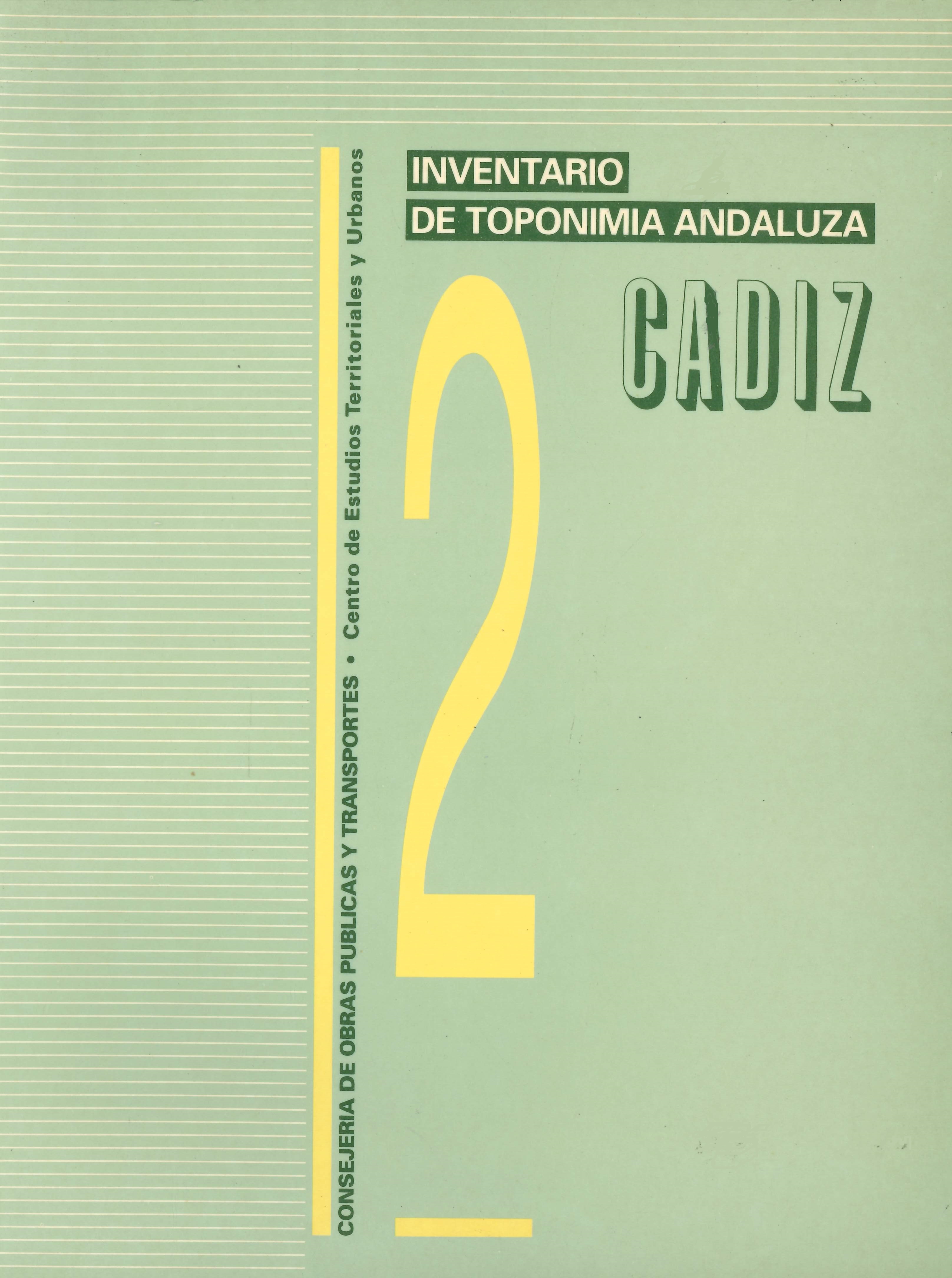 Imagen representativa de la publicación Inventario de toponimia andaluza. Tomo 2: Cádiz