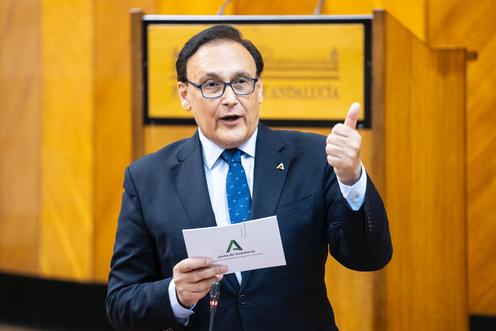 Gómez Villamandos durante su intervención en el Pleno del Parlamento