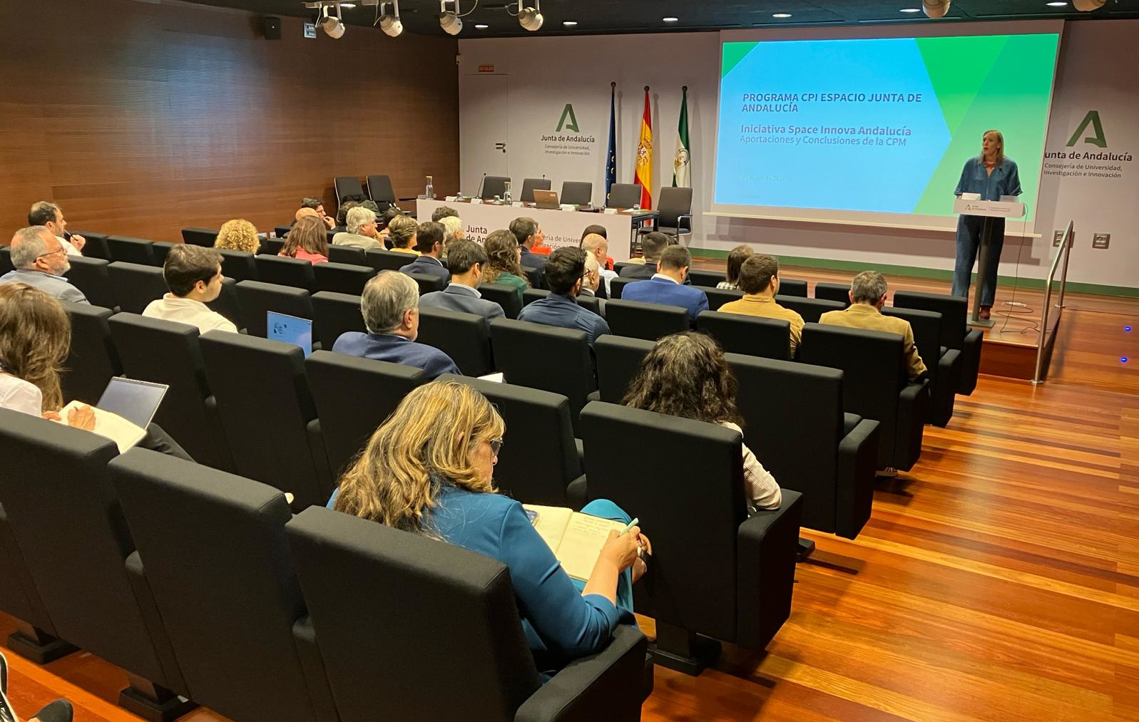 Lorena Garrido durante la presentación del Informe de Resultados de la CPM 'Space Innova Andalucía'