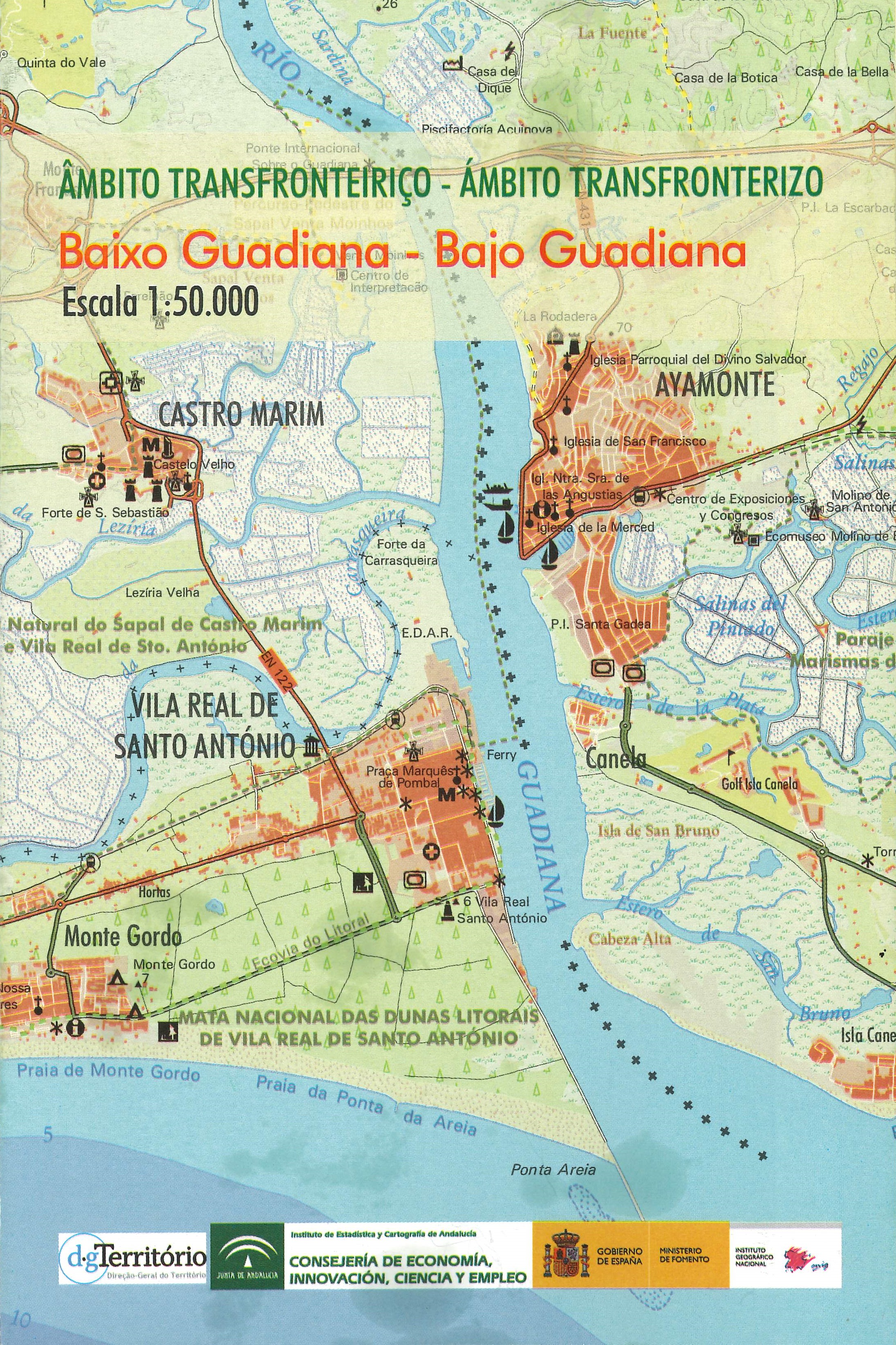 Imagen representativa del mapa Âmbito transfronteiriço: Baixo Guadiana = Ámbito transfronterizo: Bajo Guadiana
