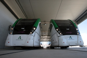 las cocheras del TRAMBahía en Pelagatos.