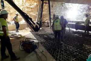 Fin de los trabajos de hormigonado de la losa de la cola de maniobras en el metro de Málaga.