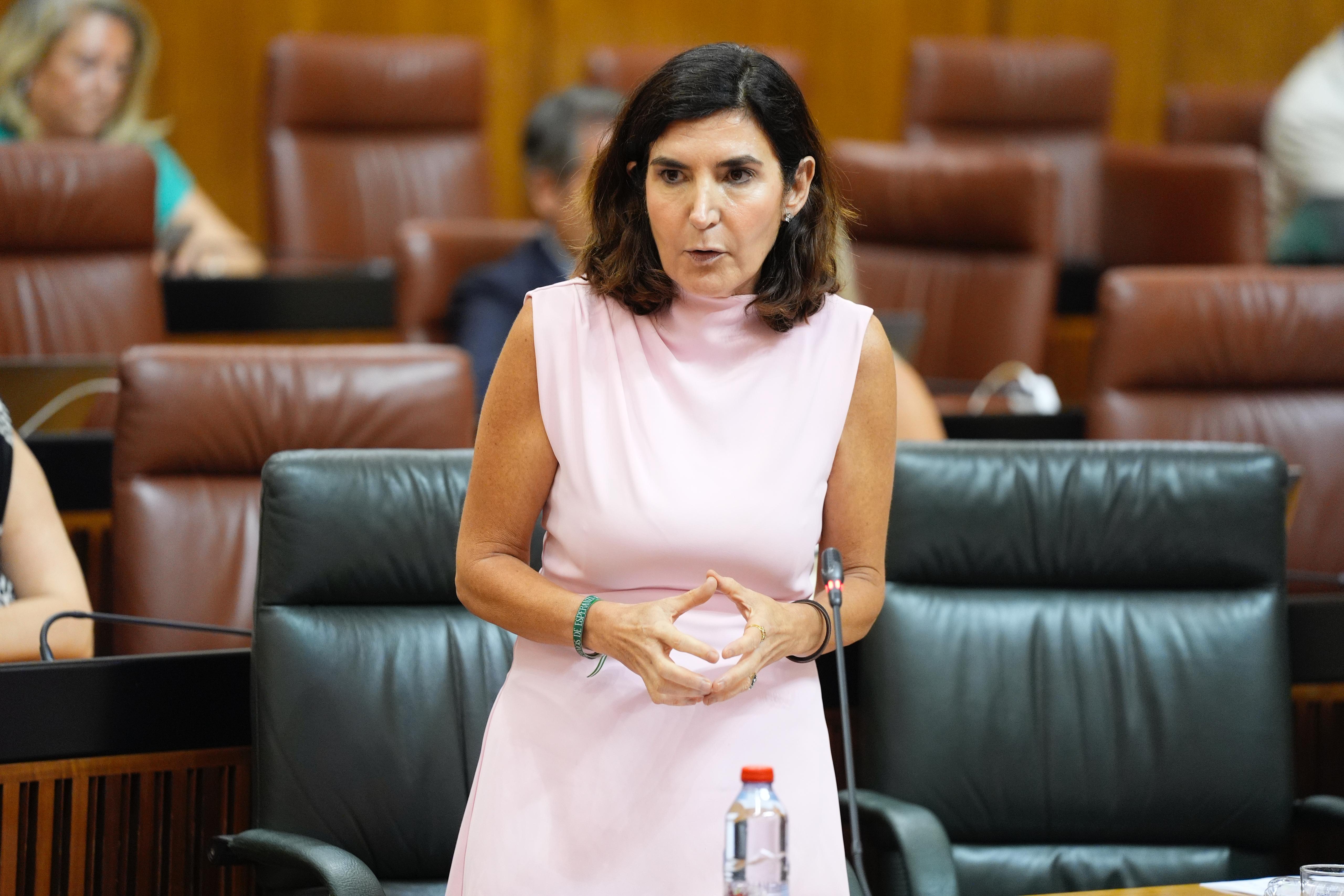 Rocío Blanco en la sesión de control al Gobierno andaluz en el Parlamento