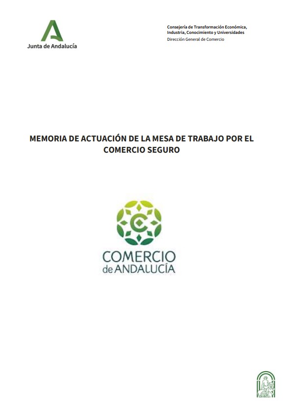 Portada de la memoria con el logo de 'comercio de Andalucía'